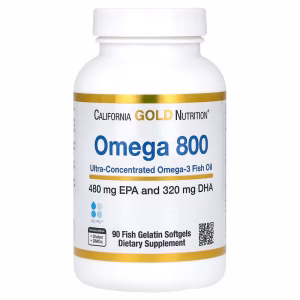 California Gold Nutrition, Omega 800 Ultra-Concentrated Omega-3 Fish Oil, kd-pur Triglyceride Form, 90 Fish Gelatin Softgels (1,000 mg Per Softgel)