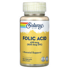 Solaray, Folic Acid, 470 mcg, 100 VegCaps (470 mcg per Capsule)